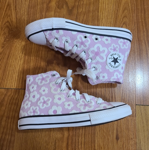 Converse Other - Chuck Taylor High Tops Floral Embroidered Shoes Size 3 Youth